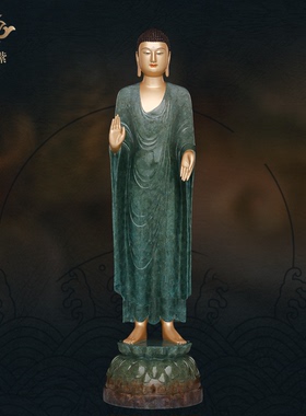 北魏立佛雕像精工叠染家居工艺品装饰摆件供台家用黄铜菩萨像