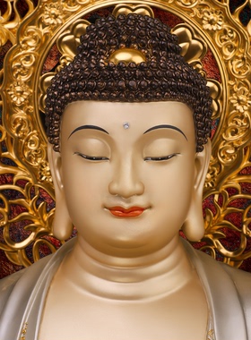 东来紫铜西方三圣阿弥陀观音观世音大势至像摆件供奉家用京铜摆件