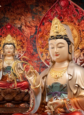 观音佛像观世音菩萨家用款供奉南海普陀山纯全铜像东来紫娑婆三圣