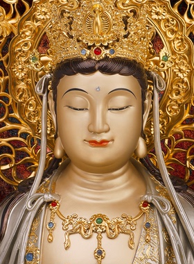 东来紫铜西方三圣阿弥陀观音观世音大势至像摆件供奉家用京铜摆件