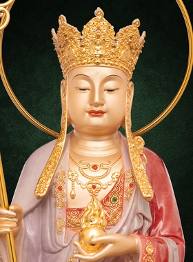 娑婆三圣释迦摩尼地藏王菩萨观音铜像佛祖如来观世音佛像站相站像