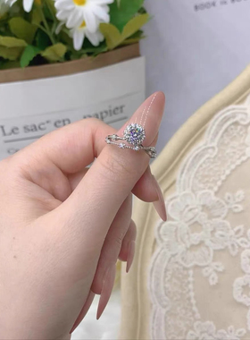 闪耀星河925银 镀 白金 D色培育/莫桑钻戒指0.5ct-1ct