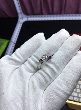 男士定亲结婚莫桑石钻戒指D色纯银镀白金铂金18k女情侣对戒