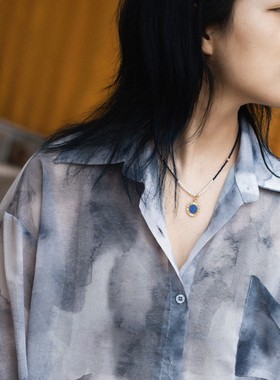 青金石吊坠镶嵌天然女项链