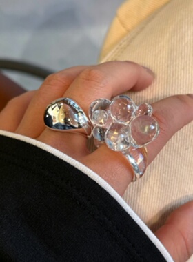 小众设计戒指女博主同款滴油光面戒指高级感ins开口指环透明球体