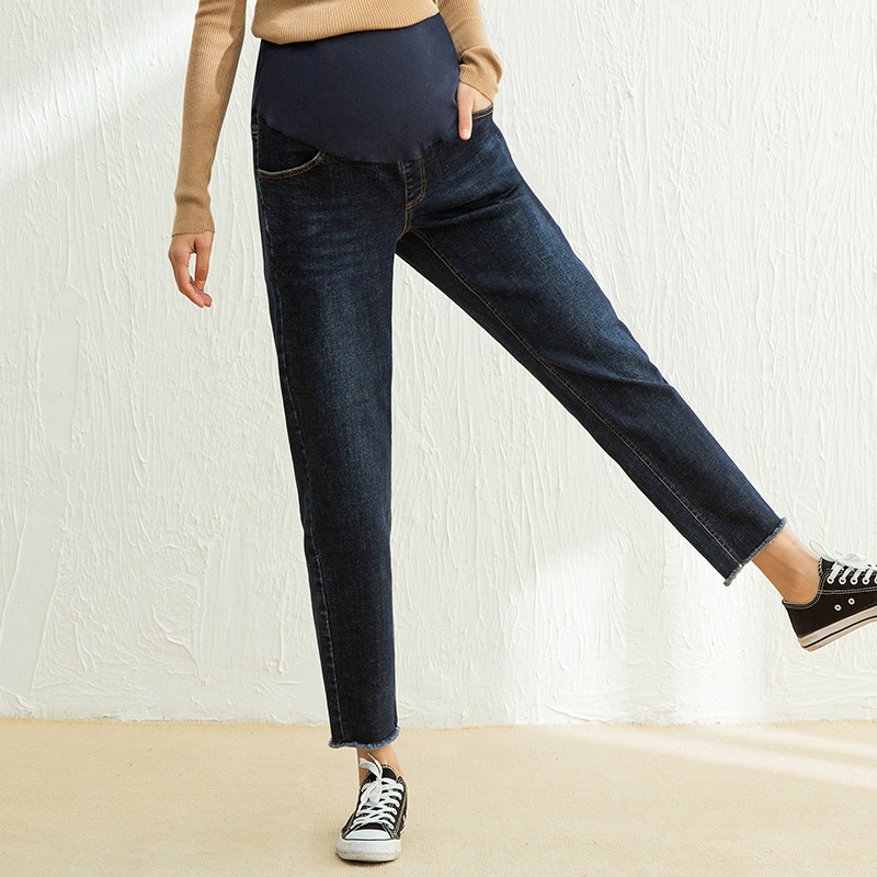 孕之彩孕妇直筒裤春秋宽松牛仔裤 孕之彩服饰孕妇直筒裤