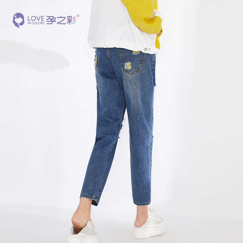 孕之彩孕妇直筒裤九分外穿牛仔裤 孕之彩服饰孕妇直筒裤