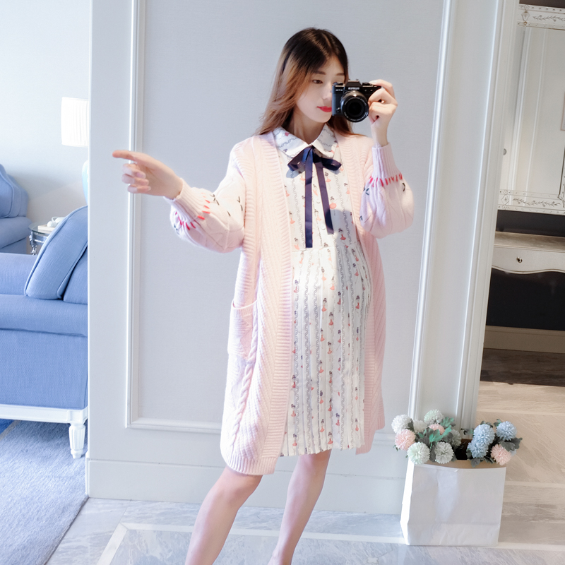 孕妇装秋冬装 新款孕妇毛衣中长款宽松秋季潮妈针织衫孕妇外套 2018 孕妇装秋冬装 新款孕妇毛衣中长款宽松秋季潮妈针织衫孕妇外套 2018