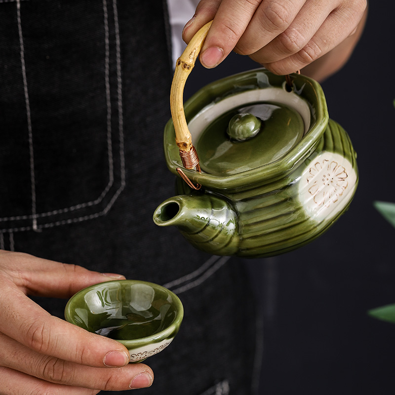 日式陶瓷海鲜壶寿司料理店餐具创意小茶壶土瓶蒸瓷器海参松茸汤壶 - 图1