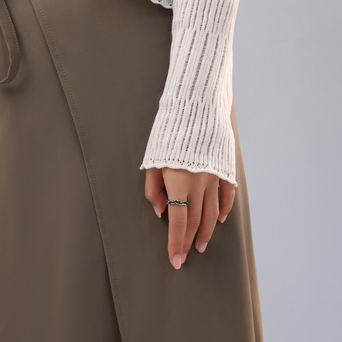 纹砖Veinsbrick《赤焰》火焰凹凸不规则复古做旧S925银男女款戒指 - 图2