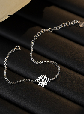 Veinsbrick/纹砖莲花男女银手链