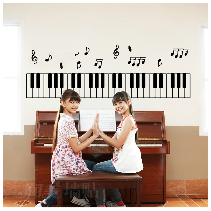 黑白琴键音符墙贴 钢琴房舞蹈房琴行音乐培训教室贴纸 玻璃橱窗贴 - 图0