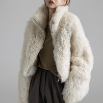 VIKI Fur Brief Palate Import Toscana Lamb Fur Integrated Coat Woman Short big coat Winter