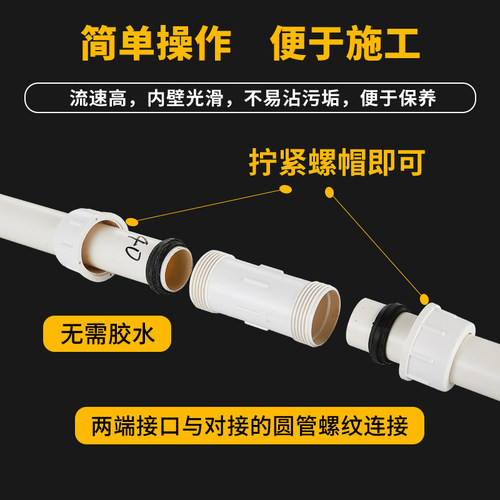 加厚pvc下水管快接 抢修快速接头伸缩节抢修器给上水管道接头配件 - 图1