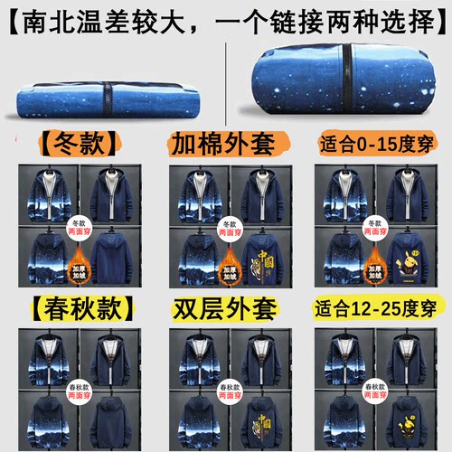 秋季外套男孩厚潮流初中生宽松两面穿2025青少年男生学生春秋夹克 - 图0