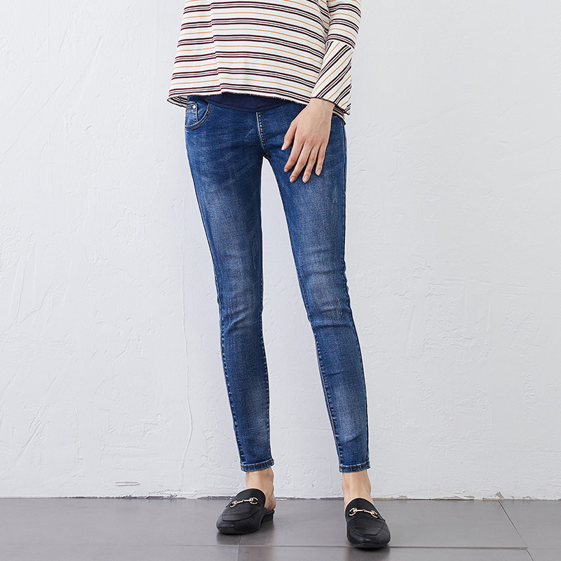 孕妇外穿2020早秋装加绒加厚牛仔裤 贝儿森孕妇打底裤