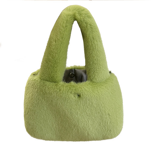 韩国ins同款毛毛包包女秋冬 仿貂毛可爱毛绒手提水桶包毛茸茸手拎 - 图3