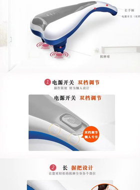 立昌大力王双头按摩棒颈椎腰部按摩器电动背部全身敲打震动按摩捶