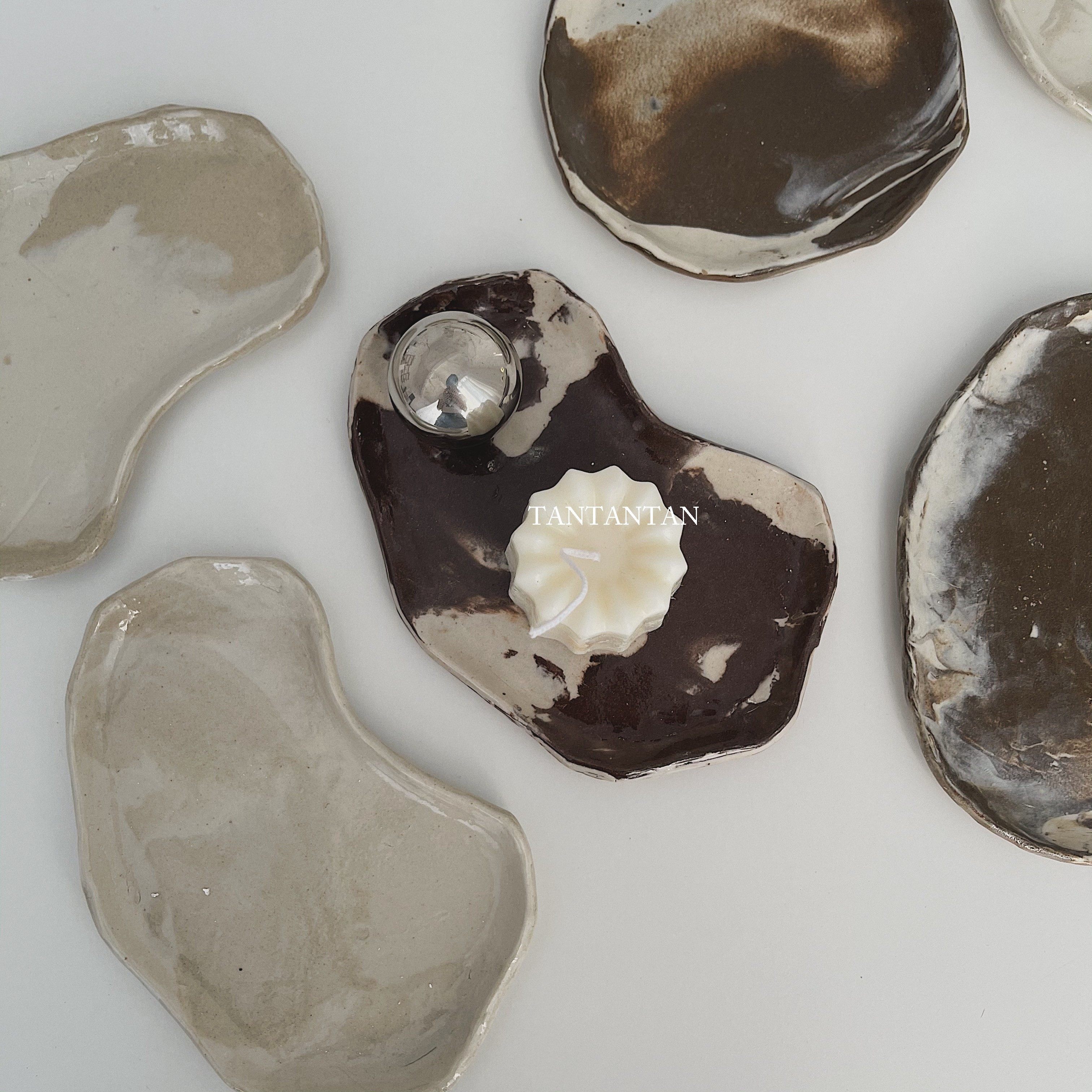 TAN!粗陶纯手工香薰托盘陶瓷饰品收纳小盘子复古ins桌面摆件装饰,淘宝优惠券,粉丝福利购,淘宝优惠卷