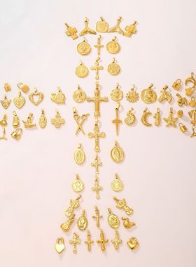 伊腾欧美海洋系列不锈钢饰品配件爱心diy吊坠十字架钛钢项链坠