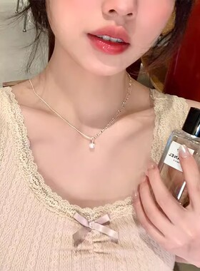 简约珍珠吊坠项链女夏季出游配裙子百搭配饰ins冷淡风闺蜜锁骨链