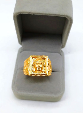 高品质 男精品泰国金佛头戒指 男款 金店1:1印字开口沙金戒指