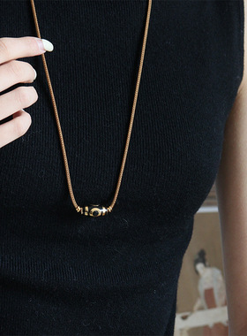 新款时尚简约九眼天珠项链轻奢感精致百搭气质可调节毛衣链女