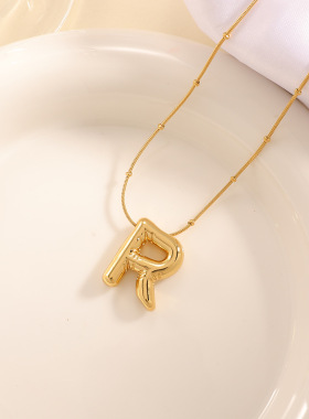 欧美不锈钢字母项链感镶钻锁骨链钛钢项饰品跨境necklace