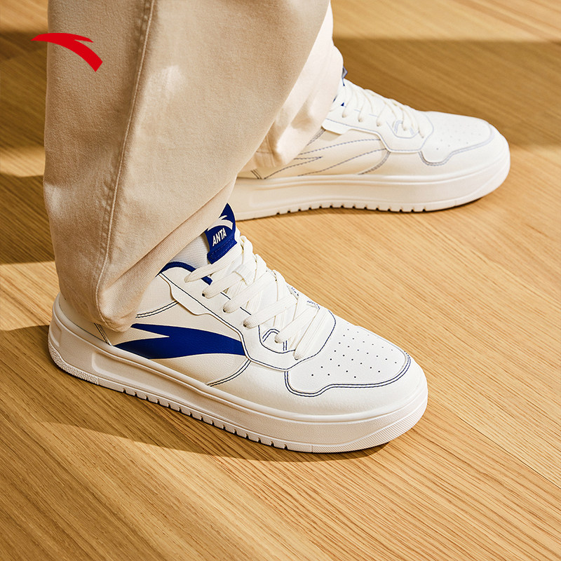 安踏轻松板鞋男鞋秋季新款厚底小白鞋低帮军训白色休闲鞋子运动鞋