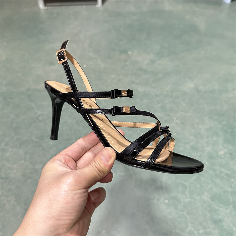 STELLALUNA露娜春夏细跟蝴蝶结一字带高跟鞋气质高级凉鞋SL121082 - 图3