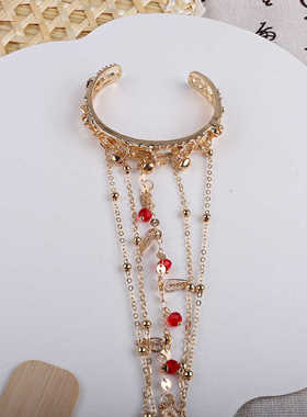 汉服敦煌飞天手镯手链串珠铃铛戒指一体异域风情手链新中式配饰