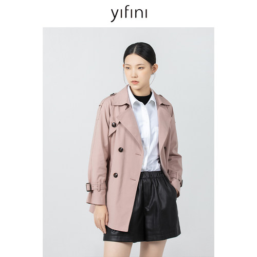 Yifini/易菲韩版通勤中长款风衣外套女春秋新款宽松休闲上衣-图1