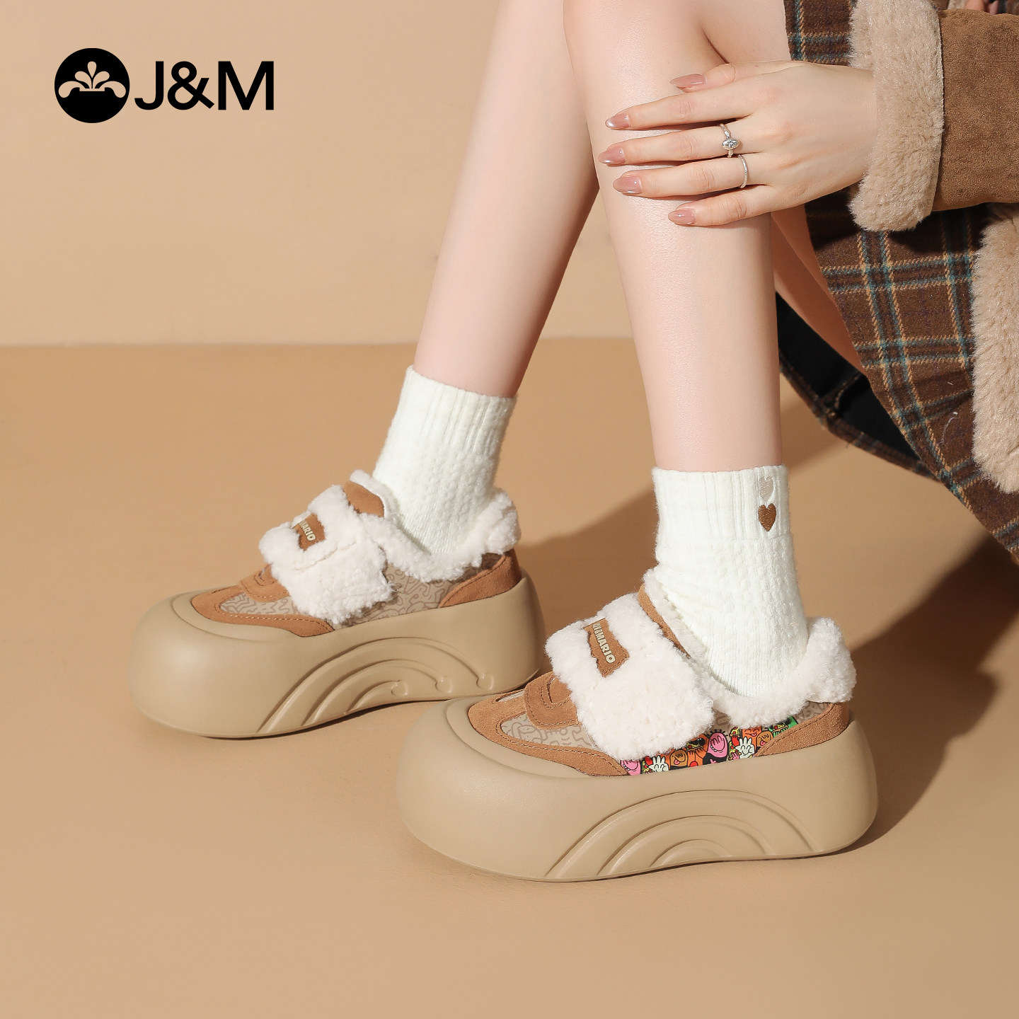 快乐玛丽乐福鞋2025冬季季新款厚底胖头加绒毛毛鞋休闲保暖棉鞋女,淘宝优惠券,粉丝福利购,淘宝优惠卷