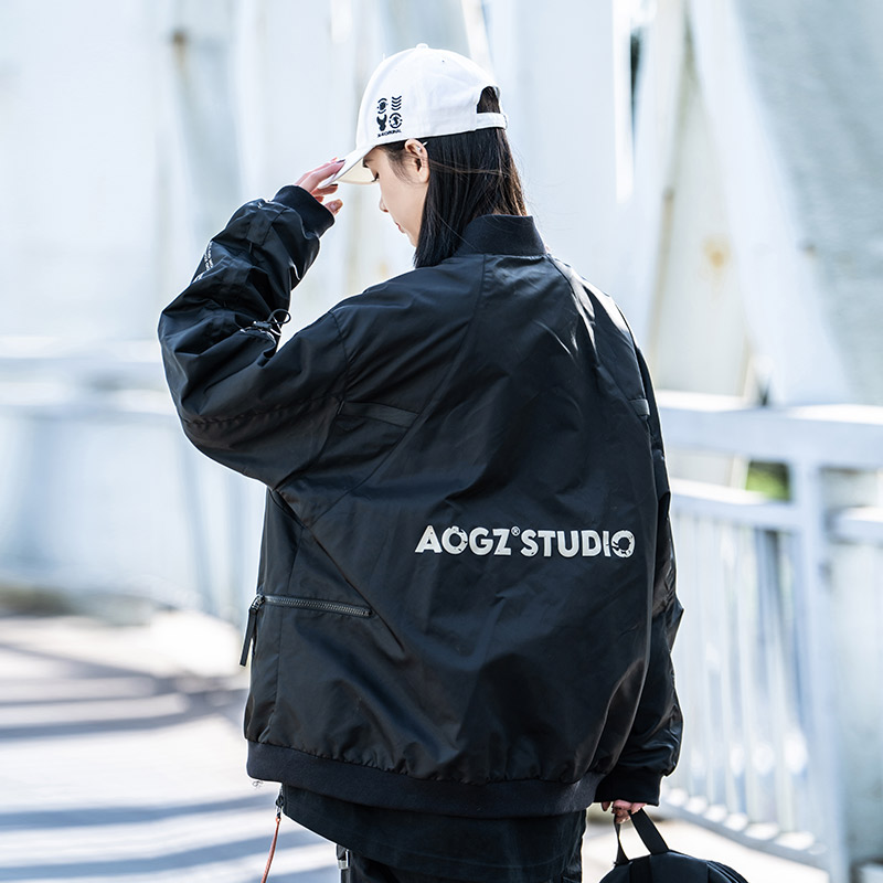 AOGZ美式复古飞行员夹克男女春秋季2025新款机能风情侣棒球服外套-图2