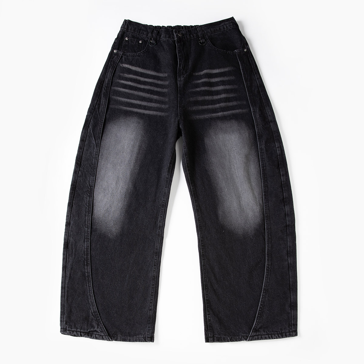 AOGZ国潮牌弯刀牛仔裤男女春秋季2025新款美式微喇裤宽松阔腿裤子 - 图3