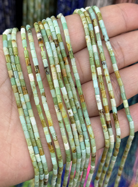 天然澳洲玉圆管珠2*4mm散珠半成品Diy锁骨链手链配珠串珠配件