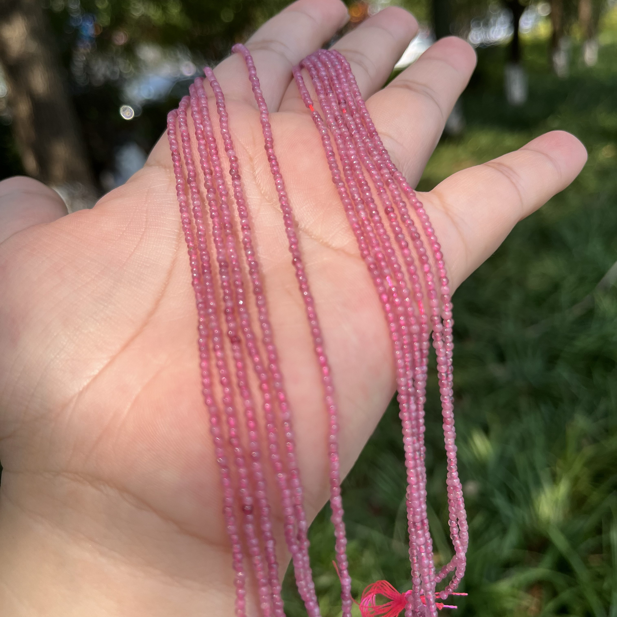 极细小珠子纯天然粉碧玺圆珠1.8mm无优化散珠半成品diy锁骨链流苏 - 图0