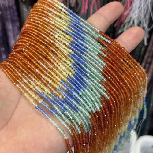 2mm渐变彩色多宝玛瑙天然石散珠半成品diy锁骨链手链配珠串珠 - 图1