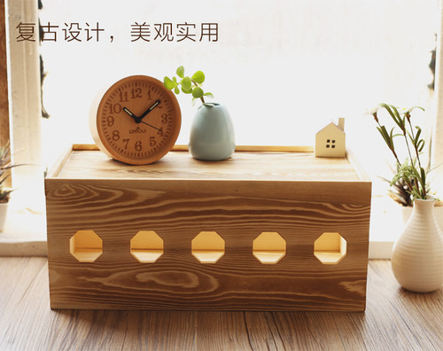 实木集线盒 电线收纳盒 电源线整理线盒插排集线盒插座插线板盒 - 图2