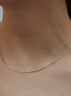 MINI BLOOM 极细无感八角蛇骨素裸项链纯银蛇骨链