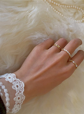 14K包金简约叠戴戒指不怕水