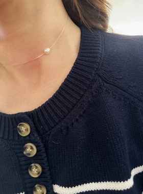 重复 MINI BLOOM 透明鱼线5-6mm天然珍珠choker项链