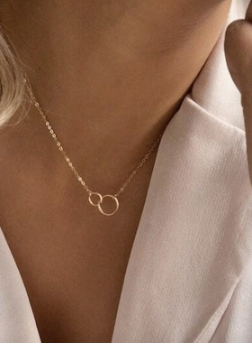 MINI BLOOM 双圆环系列项链 美国进口14K包金