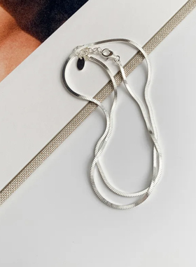MINI BLOOM 方形蛇骨链S925纯银项链金银两色