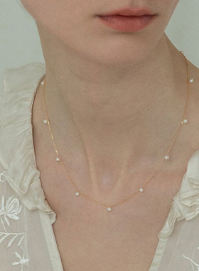 MINI BLOOM 法式人鱼之泪淡水珍珠项链叠戴项链纯银饰品