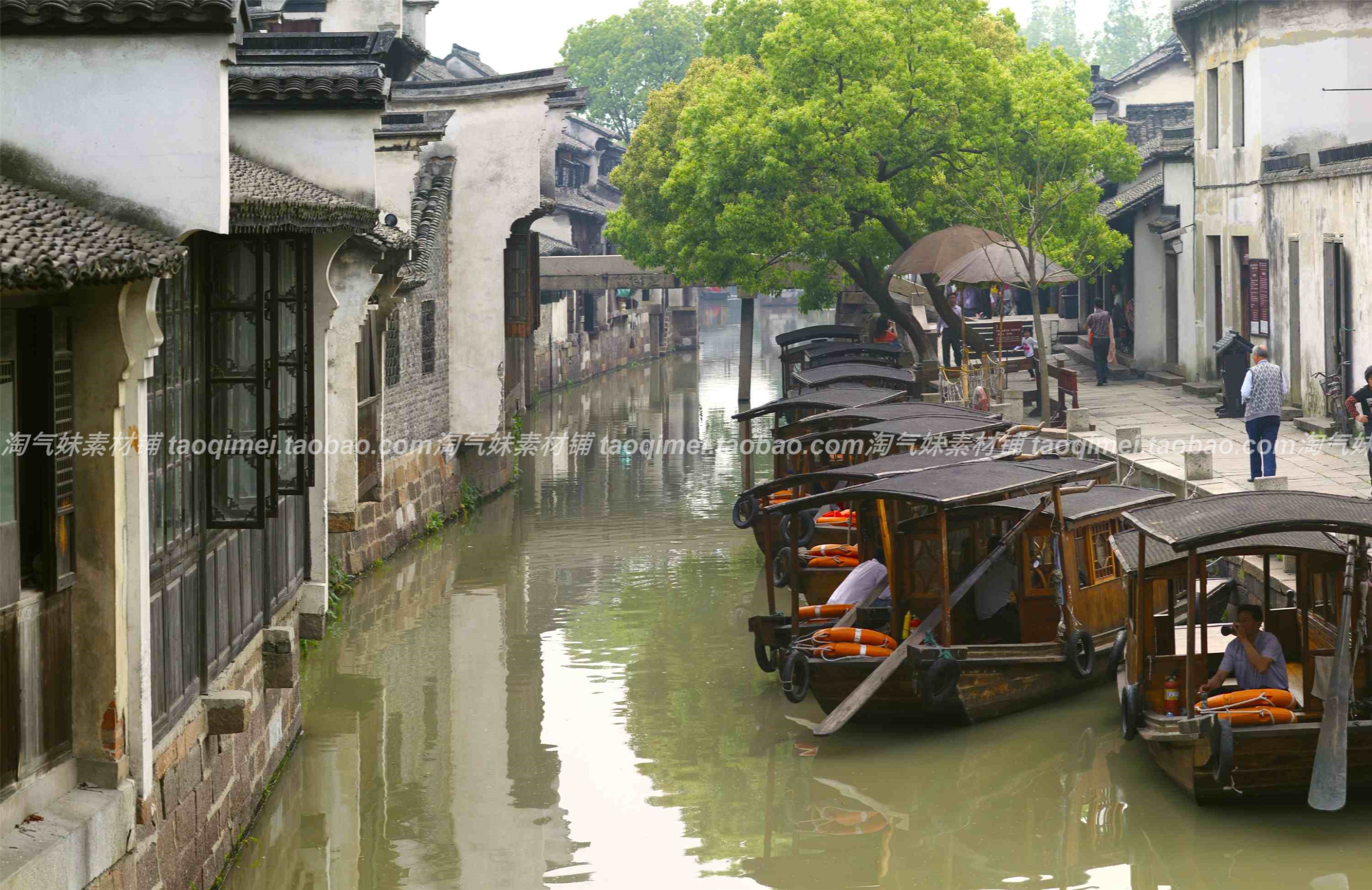 高清JPG江南水乡风景图片古村古镇烟雨古城小桥流水背景照片素材 - 图2