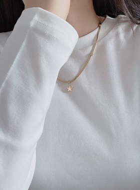 KORKEN文艺星星扁蛇骨链女锁骨链