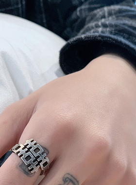 KORKEN国潮中性双喜钛钢情侣戒指