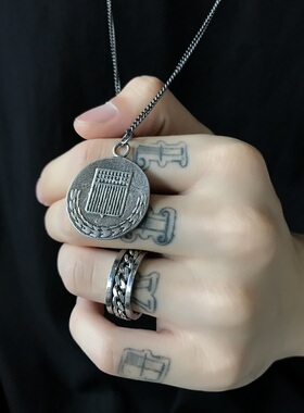 KORKEN老鹰圆牌小众配饰男潮项链