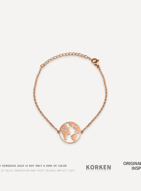 KORKEN小众森系情侣钛钢地球手链